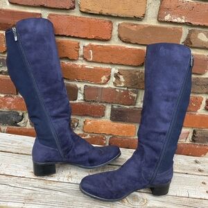 Easy Spirit Navy Blue Genuine Suede Tall Boots (12 M)